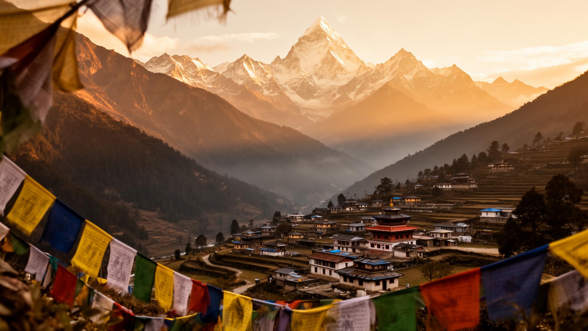 Himalayan village at golden hour