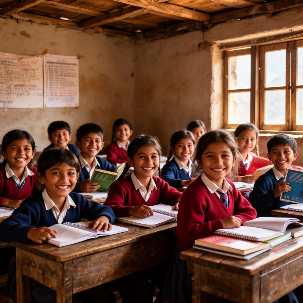 Students in a Nepali village classroom